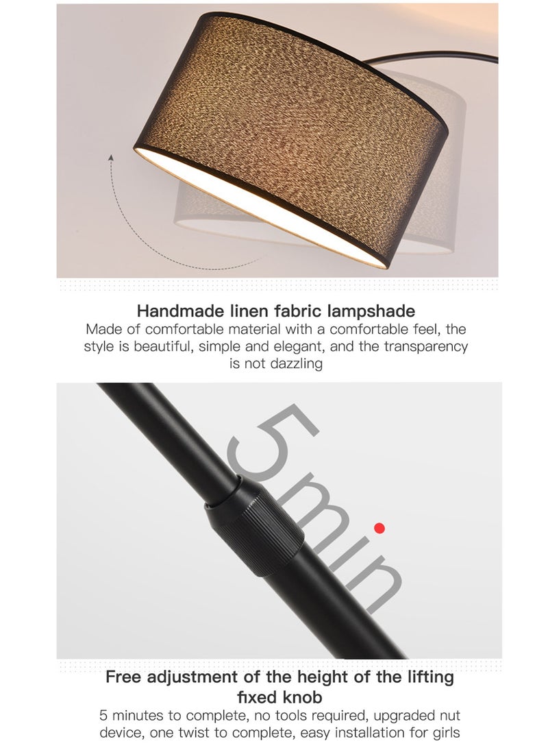 Glanfen Pure Natural Marble Floor Lamp with Warm Light and Shelf Marble Black 180x88 cm 12W - Image 5